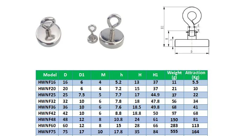 D20 Neodymium Pot Fishing Magnet with Eyebolt Magnet Hook Neodymium