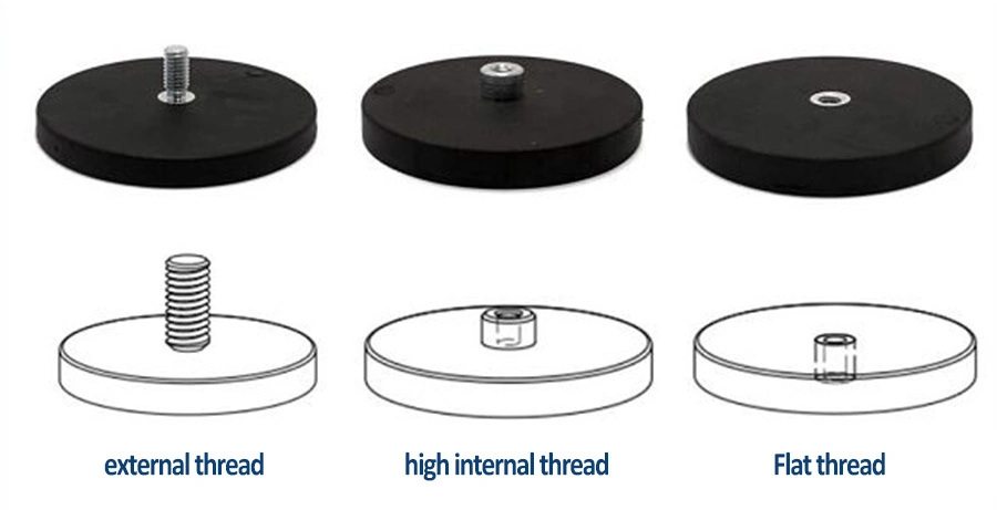 D88 with Flat Screwed Bush Rubber Coated Pot Magnet