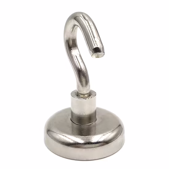 Неодимовый магнит-крючок, магнит-горшок с красным резиновым покрытием.